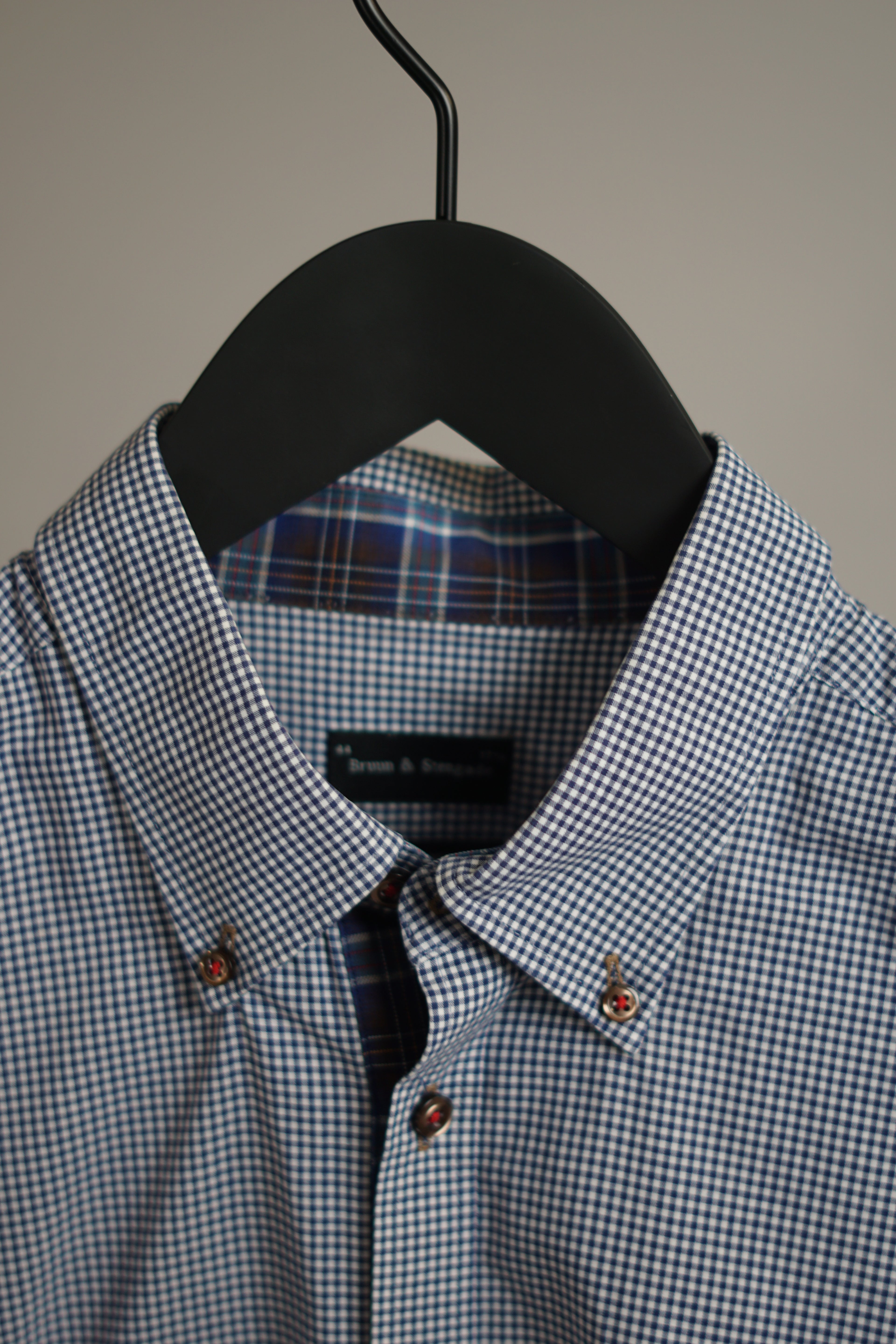 Bruun &amp; Stengade White and Blue Checkered Oxford Shirt