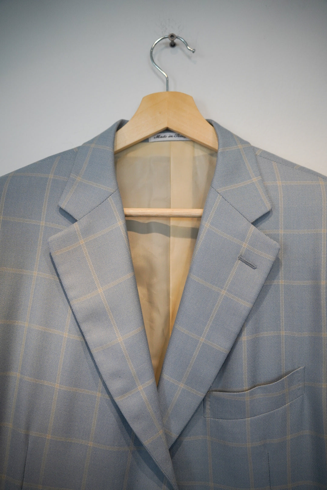 Pal Zileri Lightblue Checkered Silk and Wool Blazer