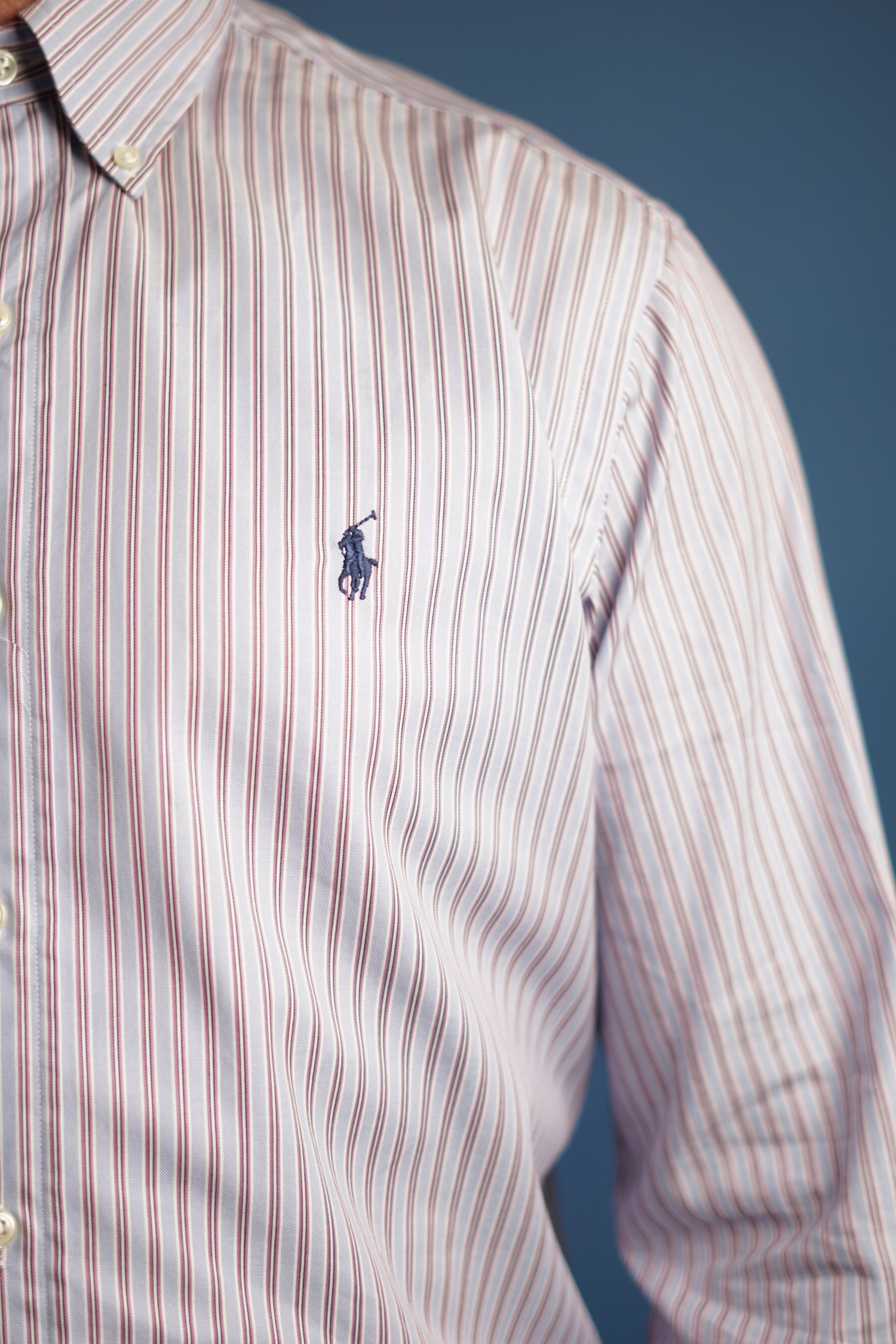 Ralph Lauren Purple, Pink and White Striped Classic Fit Shirt