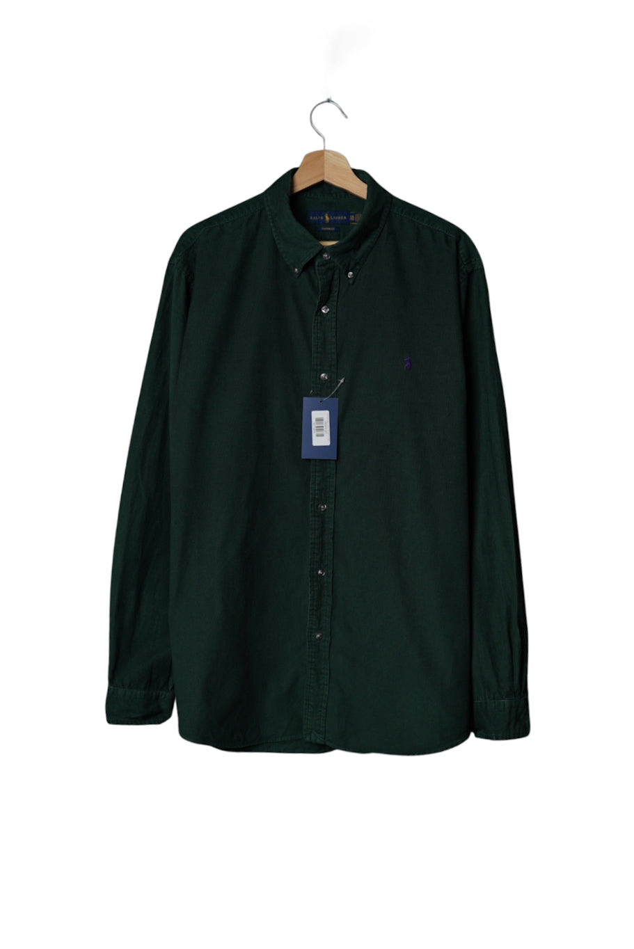 Ralph Lauren Dark Green Custom Fit Corduroy Cotton Button Down Overshirt