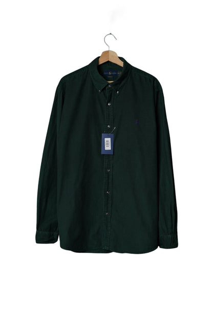 Ralph Lauren Dark Green Custom Fit Corduroy Cotton Button Down Overshirt