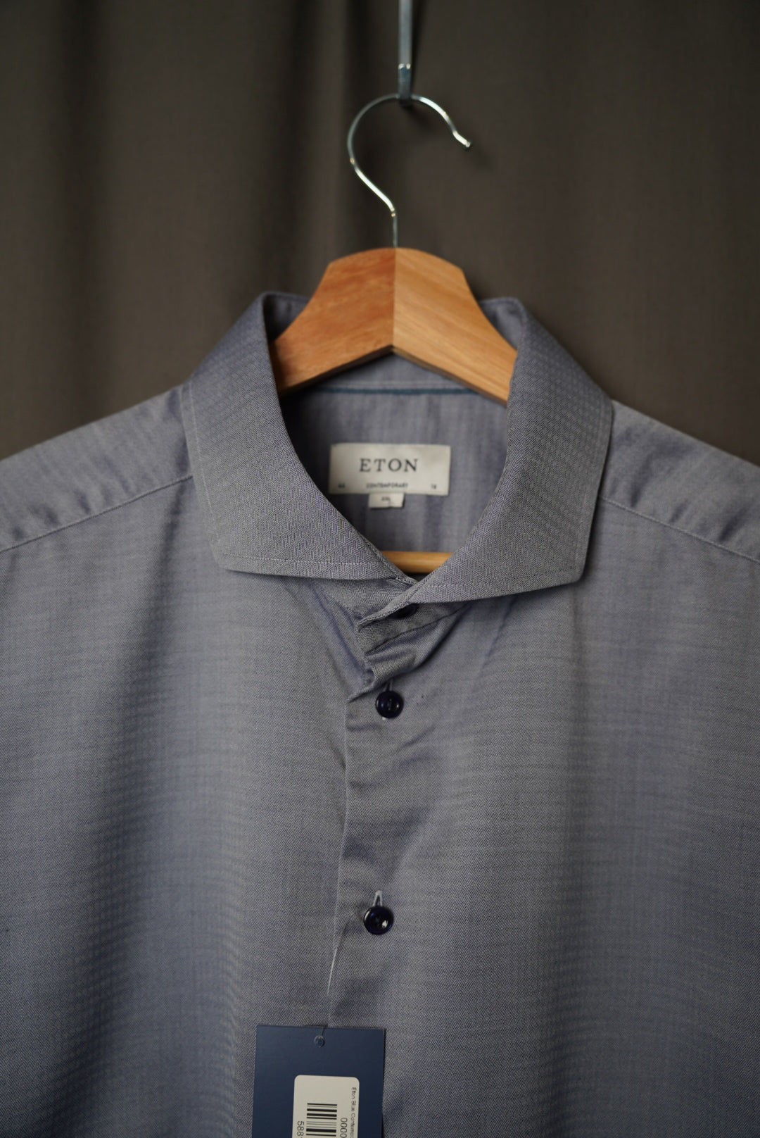 Eton Blue Contemporary Fit Business Cotton Shirt