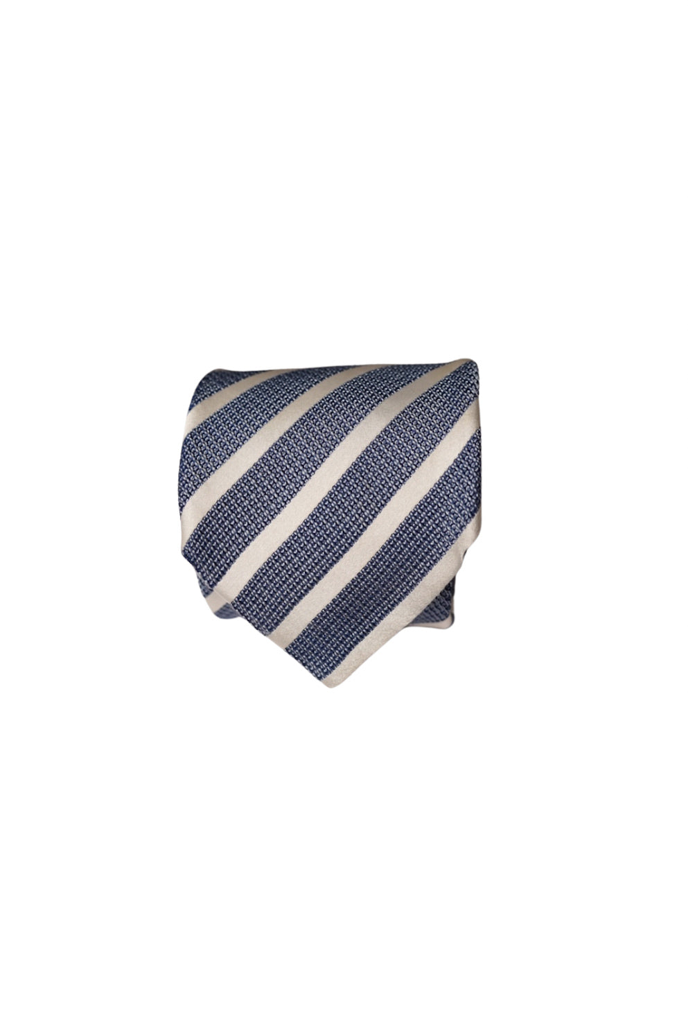 Van Gils Light Blue and White Striped Silk Tie