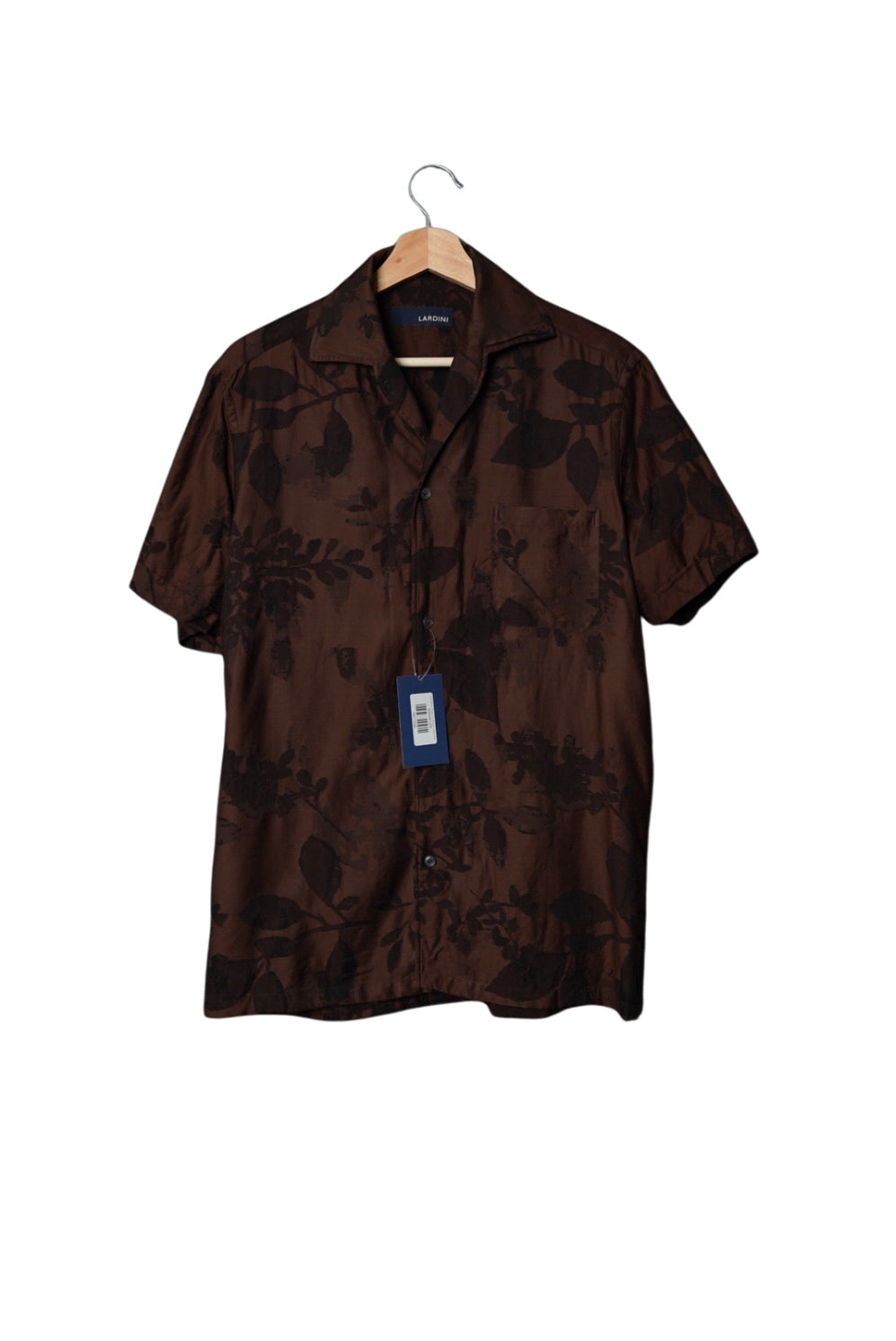 Lardini Brown Flower Print Emigian Cotton Short Sleeved Shirt
