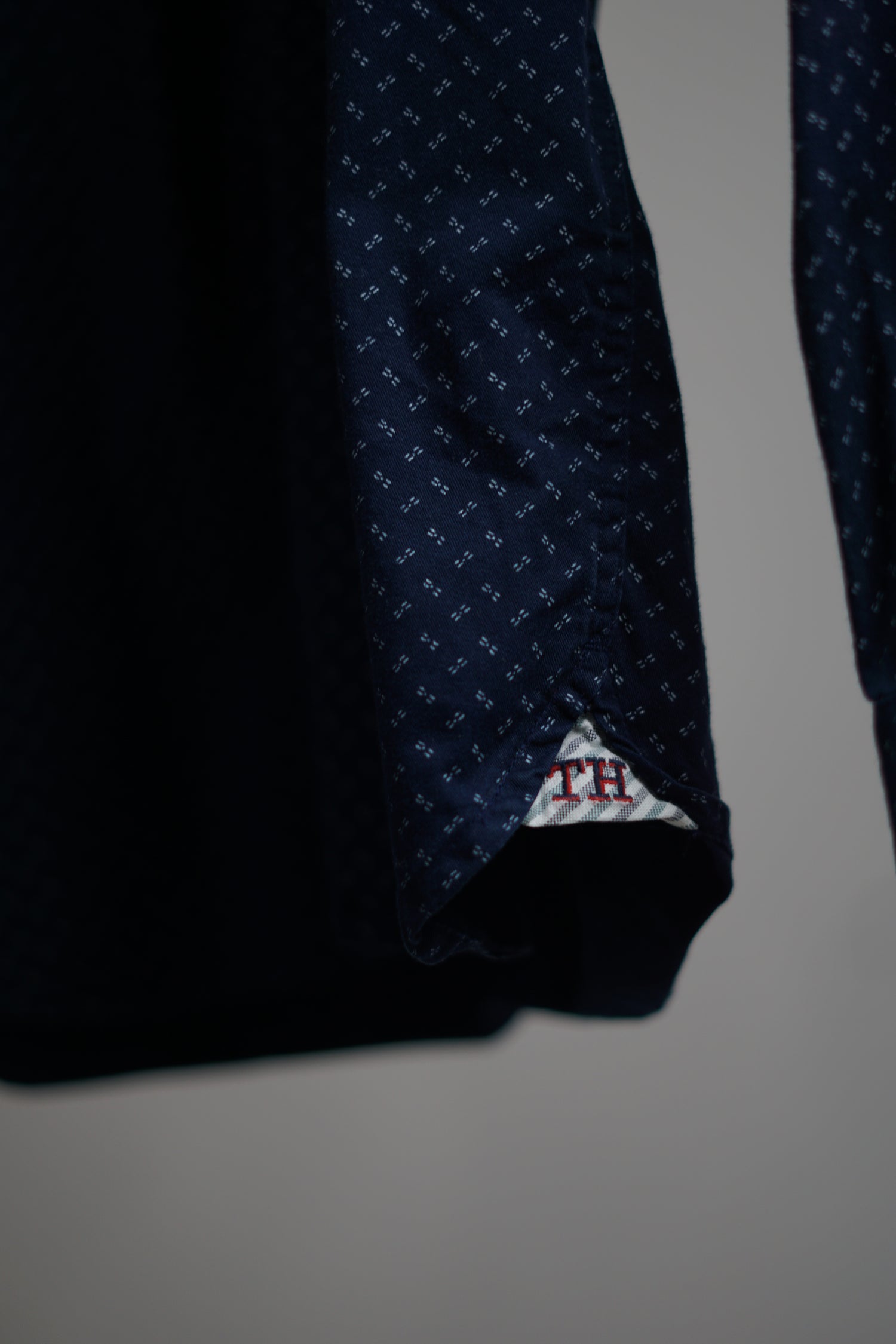 Tommy Hilfiger Navy Slim Fit White Dotted Shirt