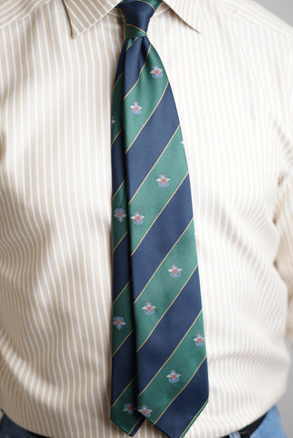 Vintage Navy and Green Ivy League Crest Tie