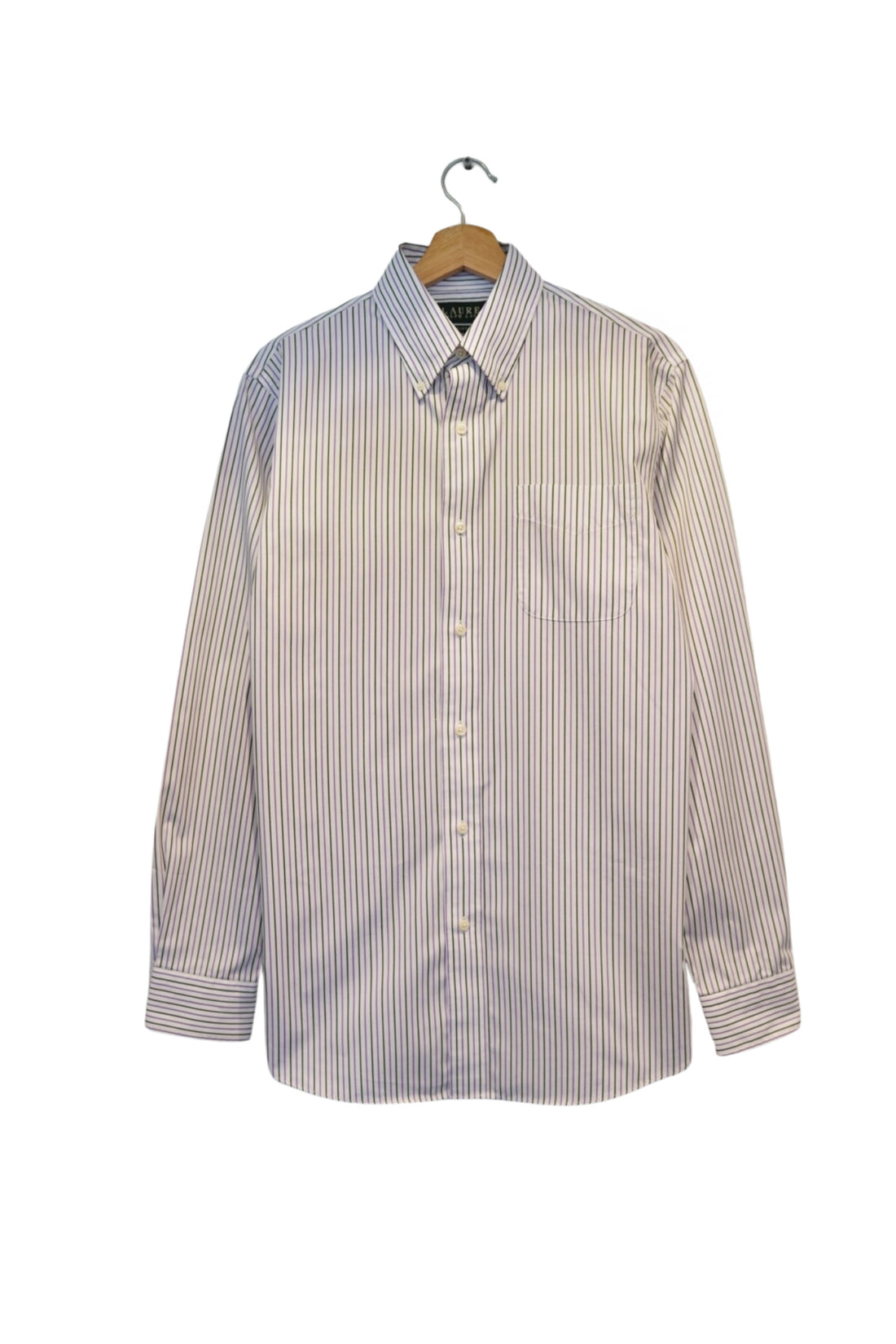 Ralph Lauren White, Purple and Black Striped Fittet Non Iron Cotton Shirt