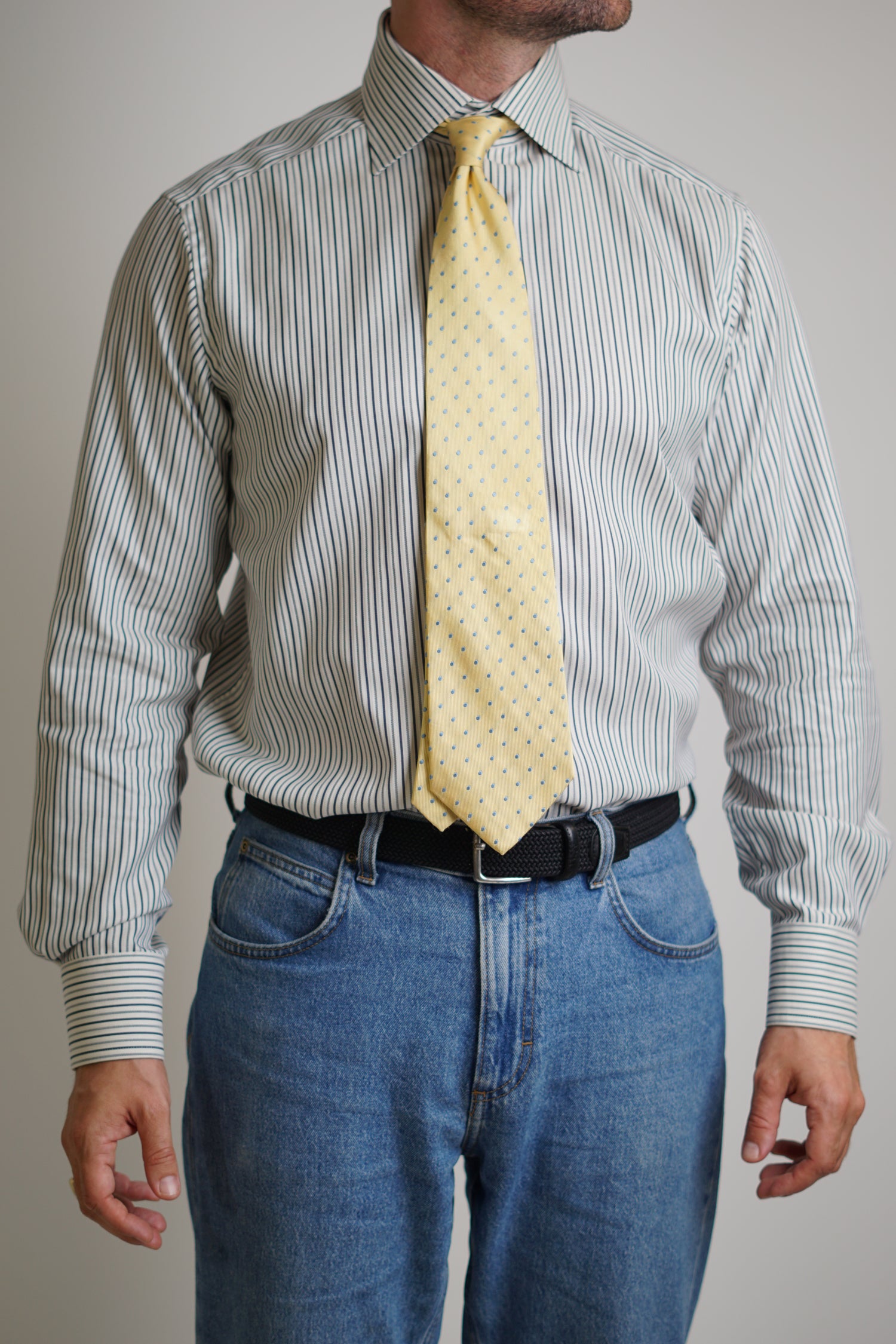 Mulberry Yellow Dotted Silk Tie