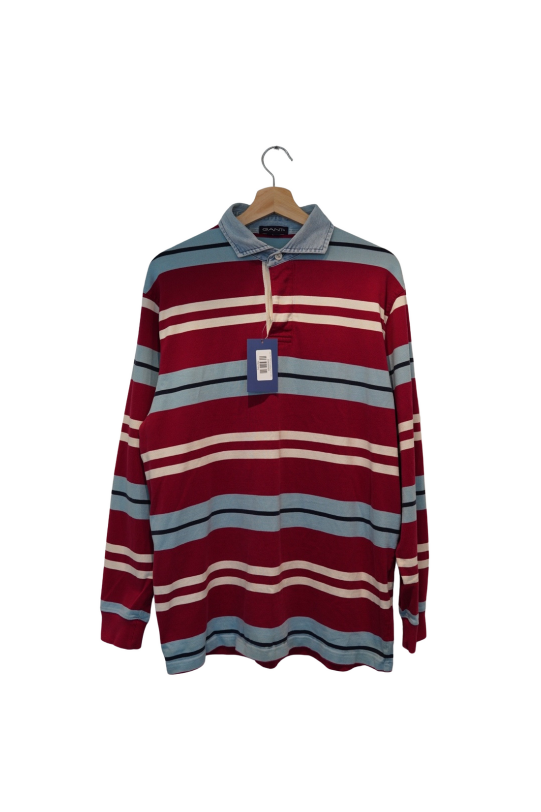 Gant Red, White and Lightblue Striped Cotton Rugger