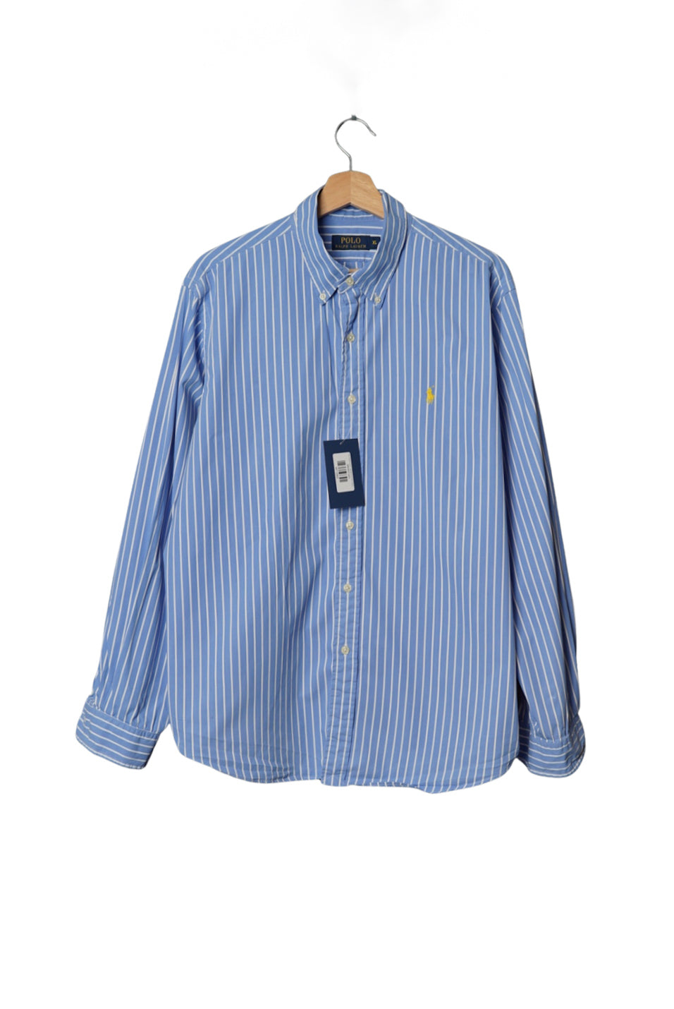 Polo Ralph Lauren Light Blue and White Striped Button Down Cotton Shirt