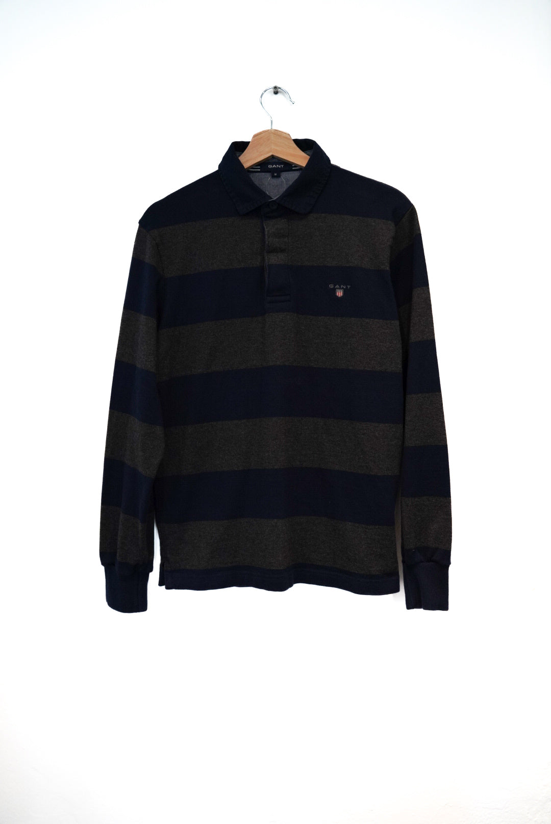 Gant Navy and Grey Striped Cotton Rugger