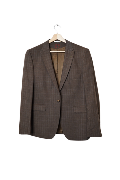 Bruuns Bazaar Brown Checkered Wool Blazer