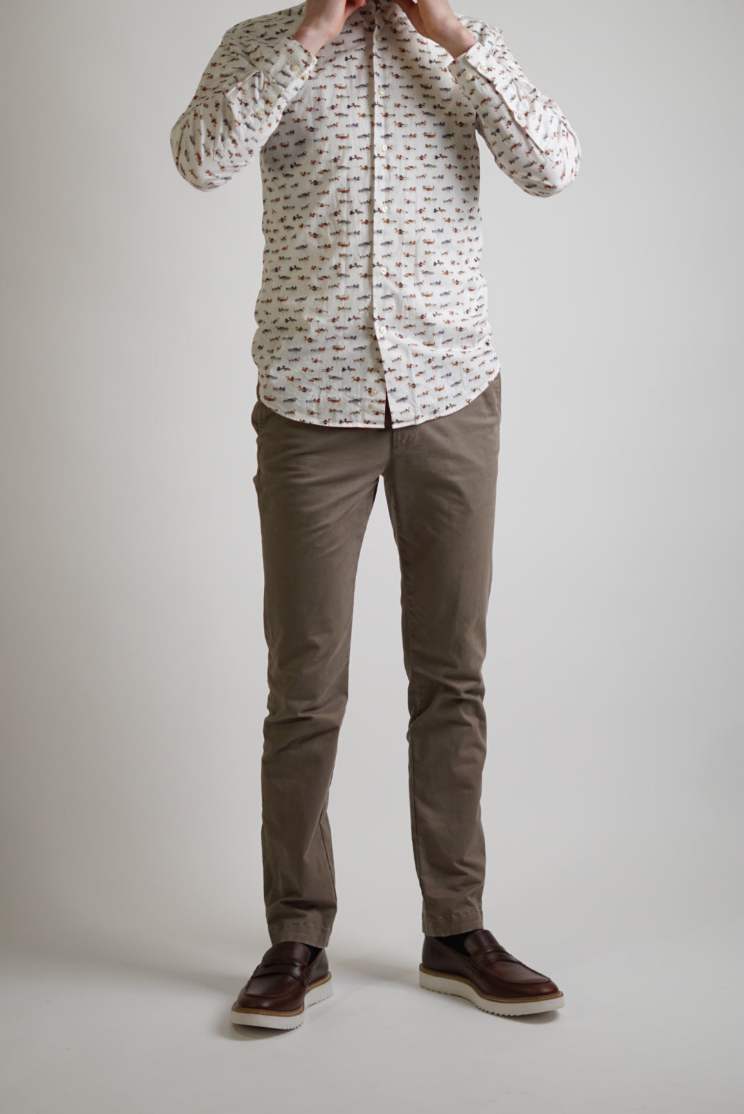 Soloio Vintage Duck Pattern Slim Shirt