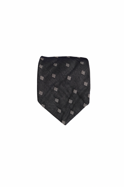 Hugo Boss Dark and Light Grey Dotted Silk and Wool Tie