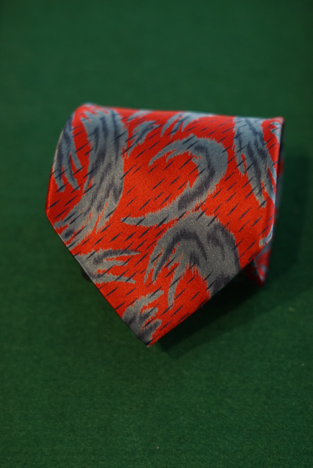 Balenciaga Paris Red and Grey Silk Vintage Tie