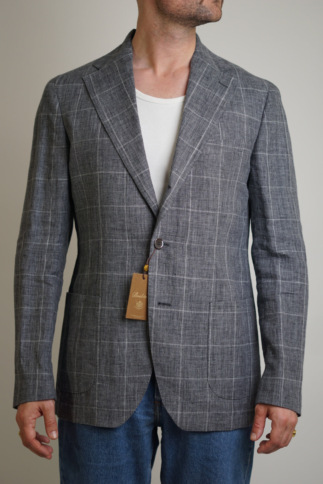 Stenströms Grey checkered Linen Blazer