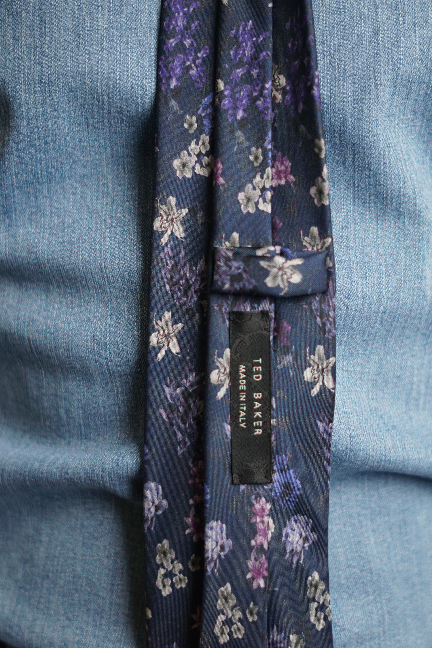 Ted Baker Navy and Purple Flower Pattern Tie