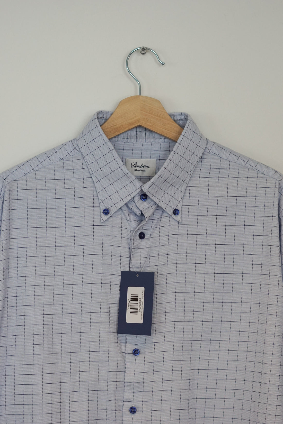 Stenströms Lightblue Fitted Body Checkered Shirt