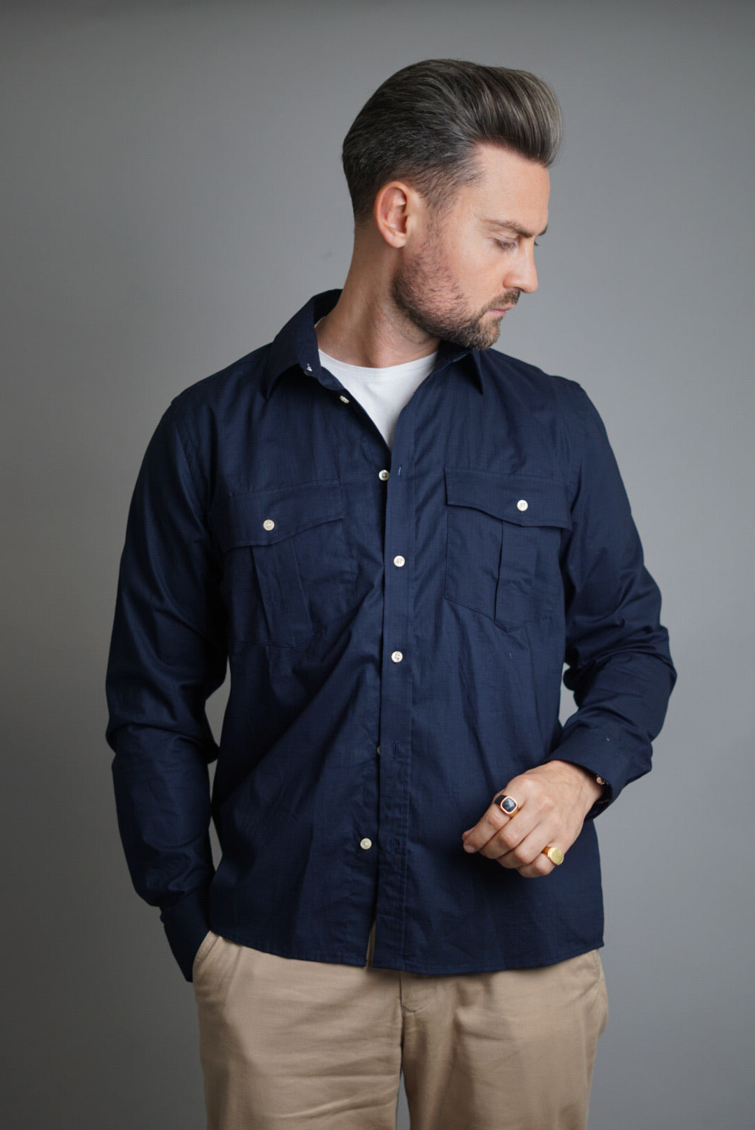 Les Deux Navy Blue Lincoln Ribstop Shirt