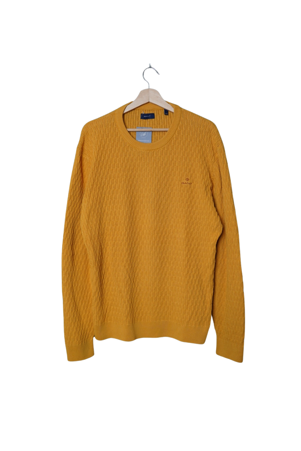 Gant Yellow Crew Neck Cotton Cable Knit
