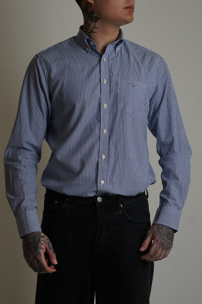 Gant Blue Striped Broadcloth Banker Regular Shirt