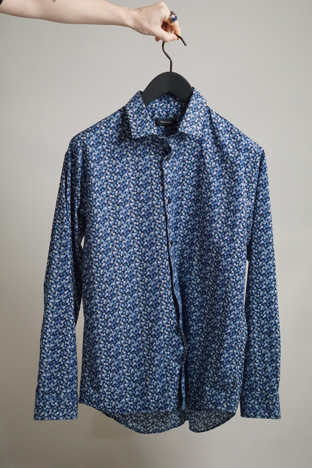 Matinique Blue and White Flower Pattern Shirt