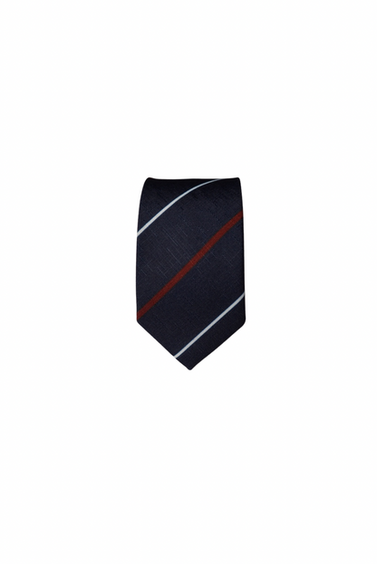 An Ivy Copenhagen Navy Striped Slim Ivy League Cotton Blend Tie