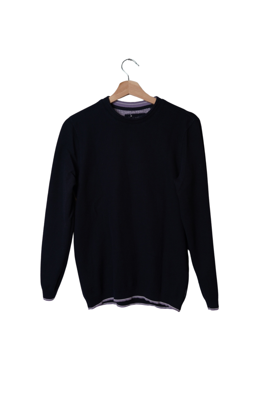 Ted Baker Navy and Purple Cotton O-Neck Knit