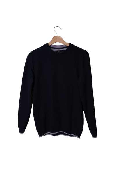 Ted Baker Navy and Purple Cotton O-Neck Knit