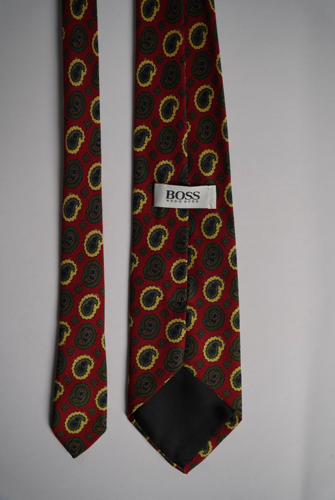 Hugo Boss Red, Yellow and Green Paisley Silk Tie