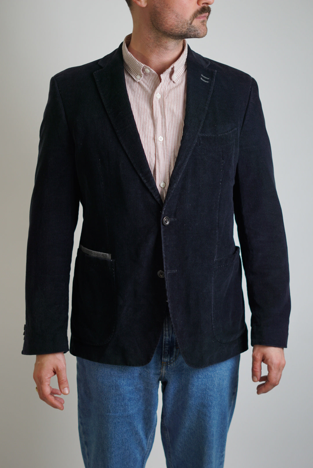 Pierre Cardin Navy Corduroy Wool Blazer