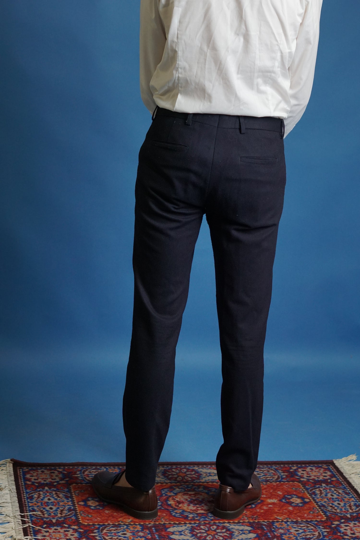 Bertoni Navy Cotton Dress Pants