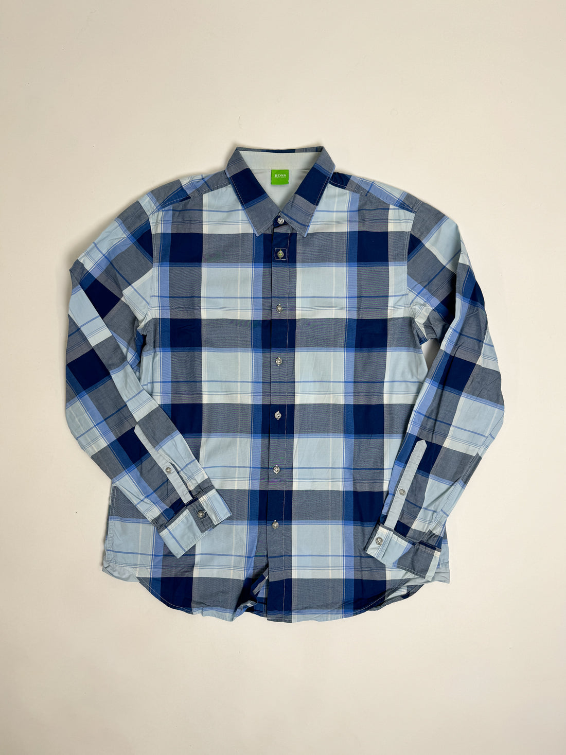 Hugo Boss Blue and White Checkered Shirt