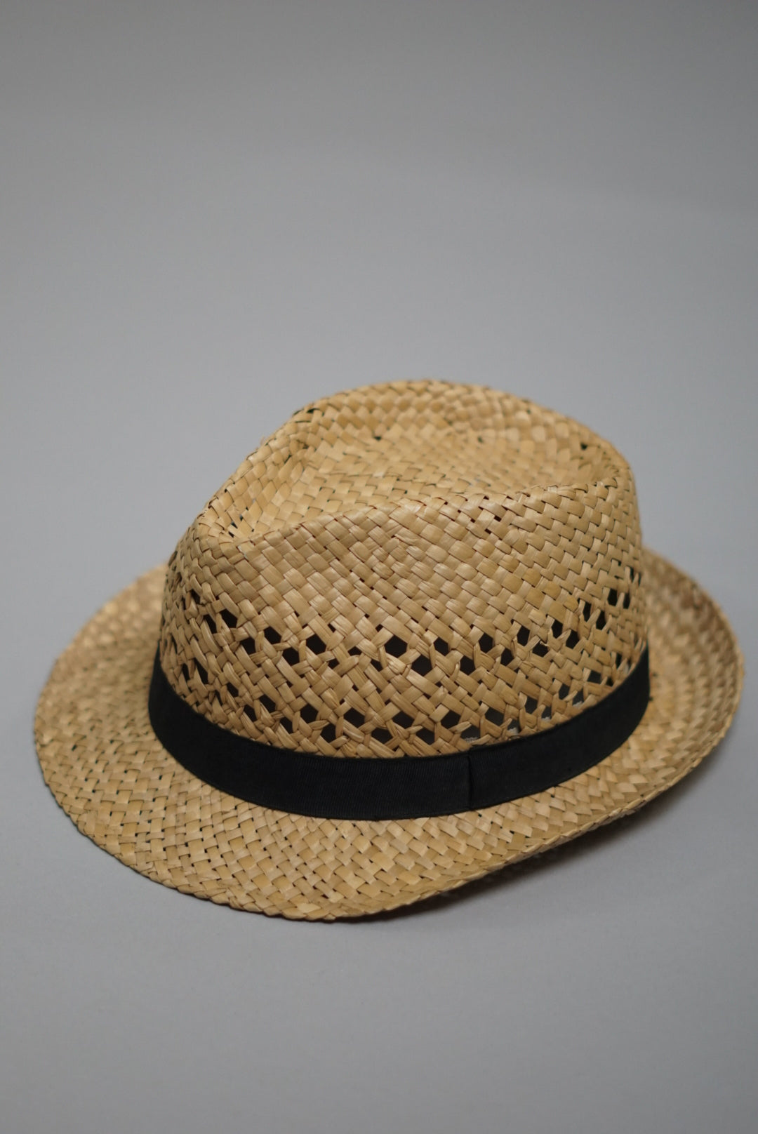 Straw Hat with Black Ribbon