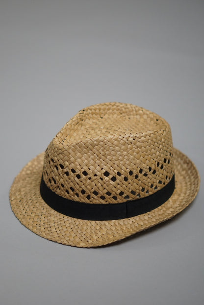 Straw Hat with Black Ribbon