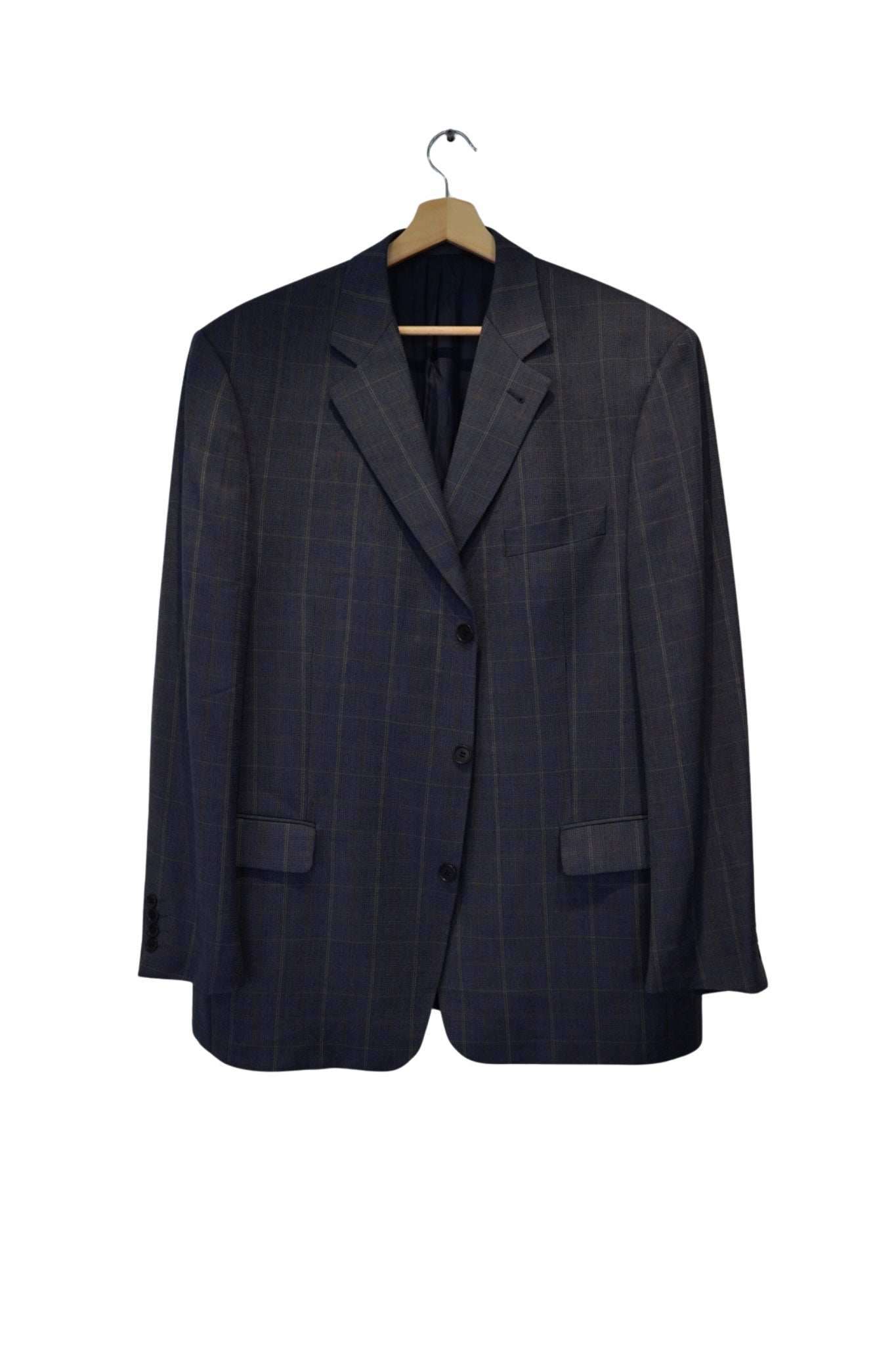 Studio Milano Blue Checkered Wool Blazer