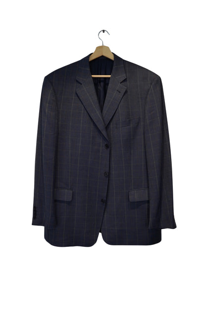 Studio Milano Blue Checkered Wool Blazer