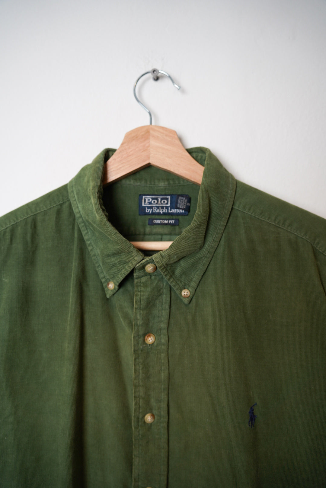Ralph Lauren Green Custom Fit Corduroy Cotton Shirt
