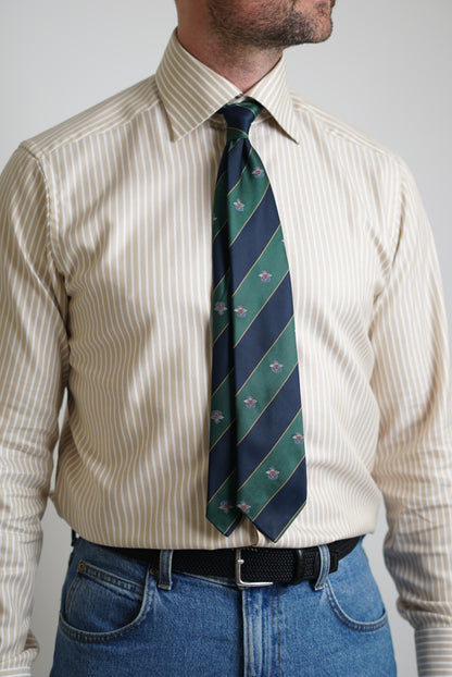 Vintage Navy and Green Ivy League Crest Tie