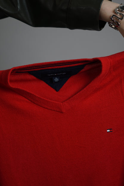 Tommy Hilfiger Red Knit V-Neck