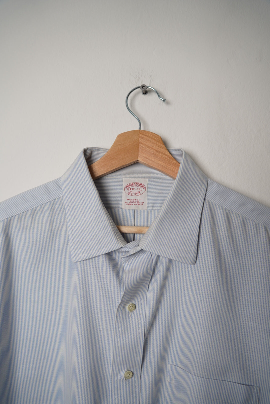 Brooks Brothers Lightblue and White Striped Traditional Fit Non-Iron Supima Cotton Shirt
