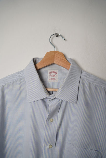 Brooks Brothers Lightblue and White Striped Traditional Fit Non-Iron Supima Cotton Shirt
