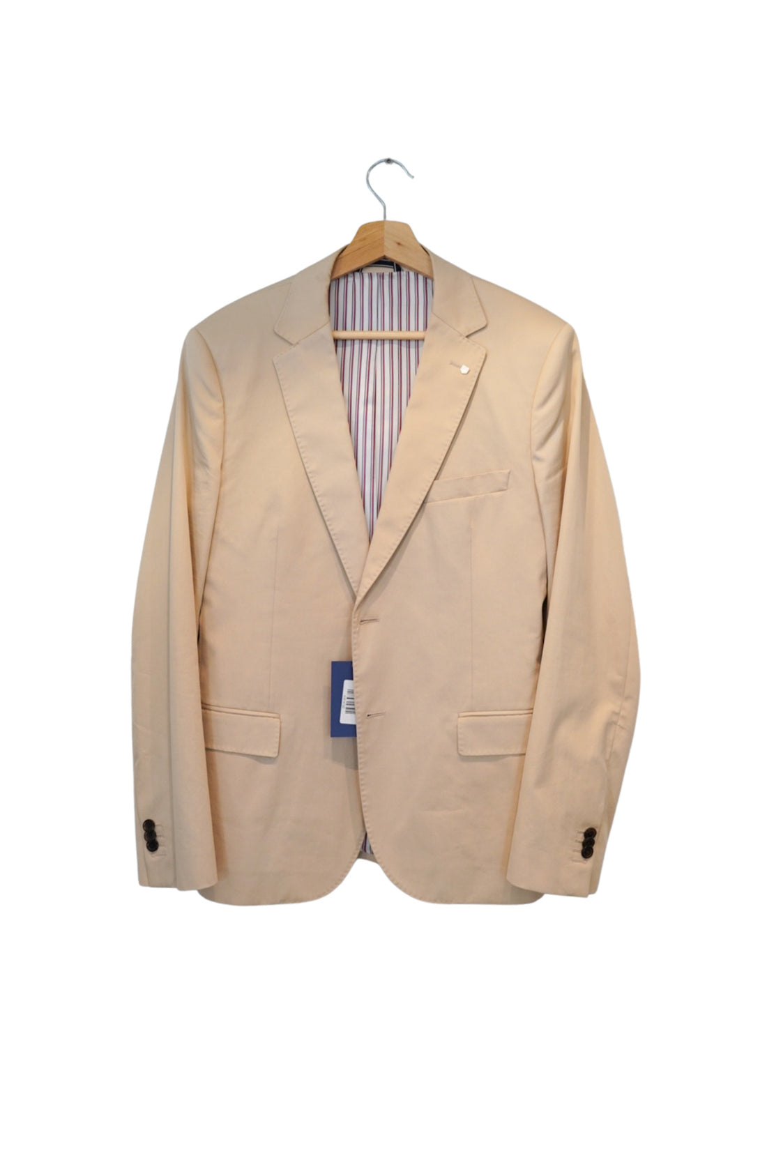 Gant Beige Tailored Fit Stiped Linen Cotton Blazer
