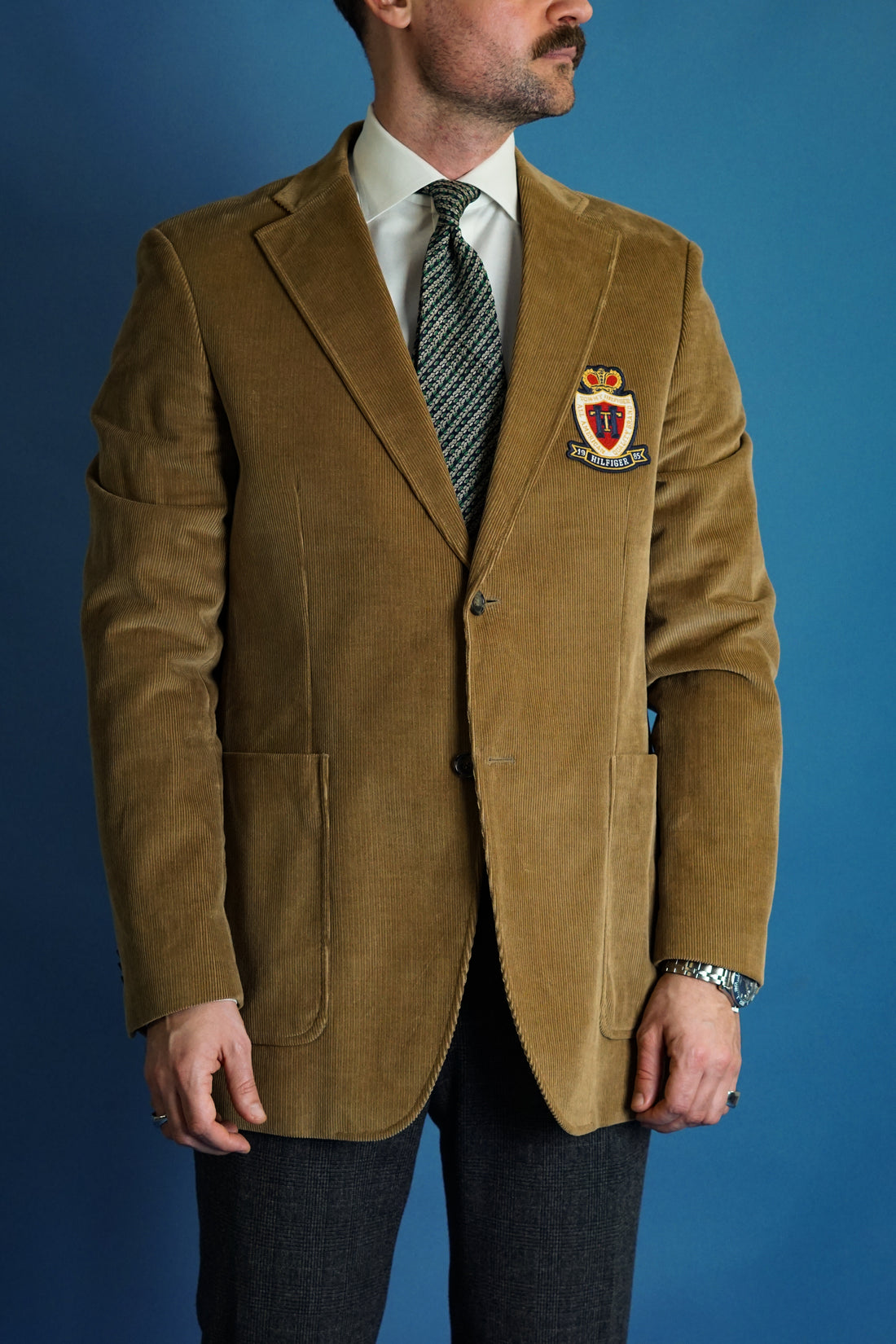 Tommy Hilfiger Brown Velvet Crest Blazer