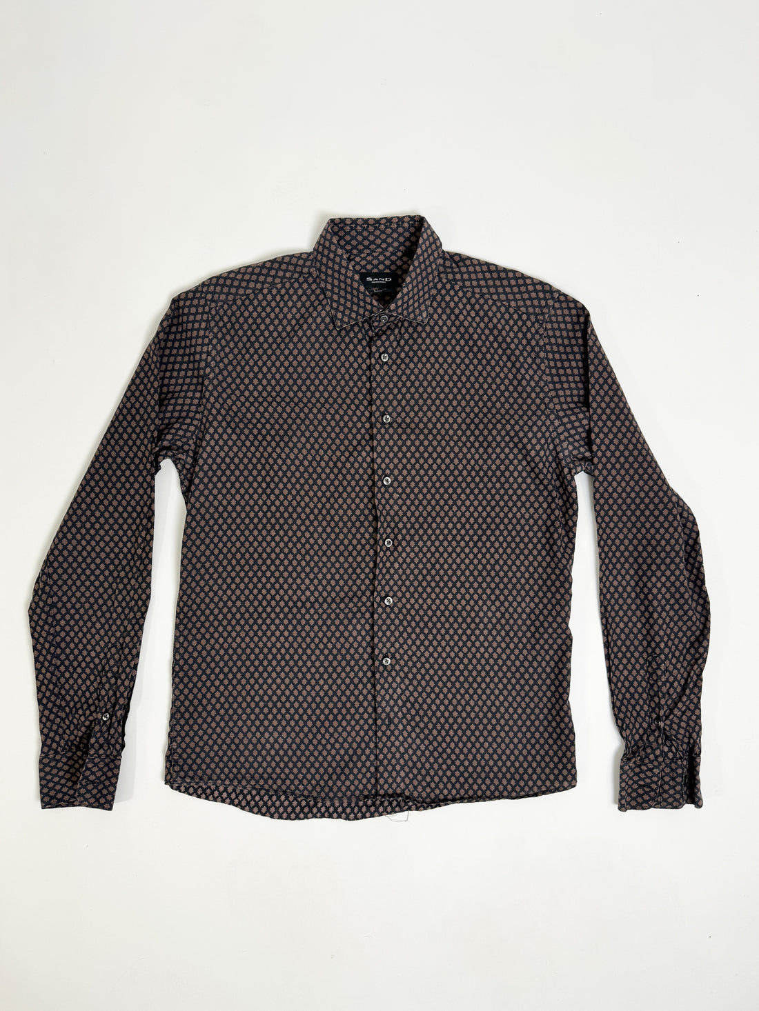 Sand Copenhagen Brown and Black Slim Fit Cotton Shirt