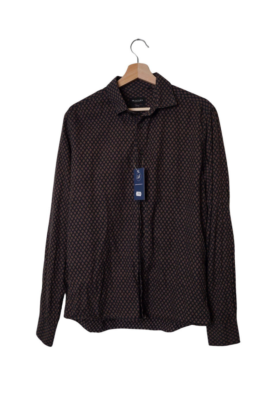 Sand Copenhagen Brown and Black Slim Fit Cotton Shirt