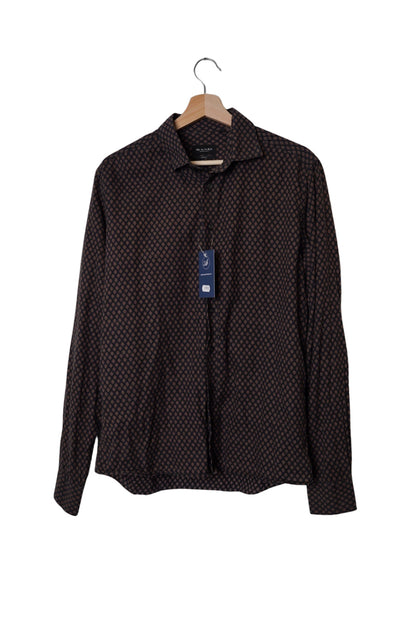 Sand Copenhagen Brown and Black Slim Fit Cotton Shirt
