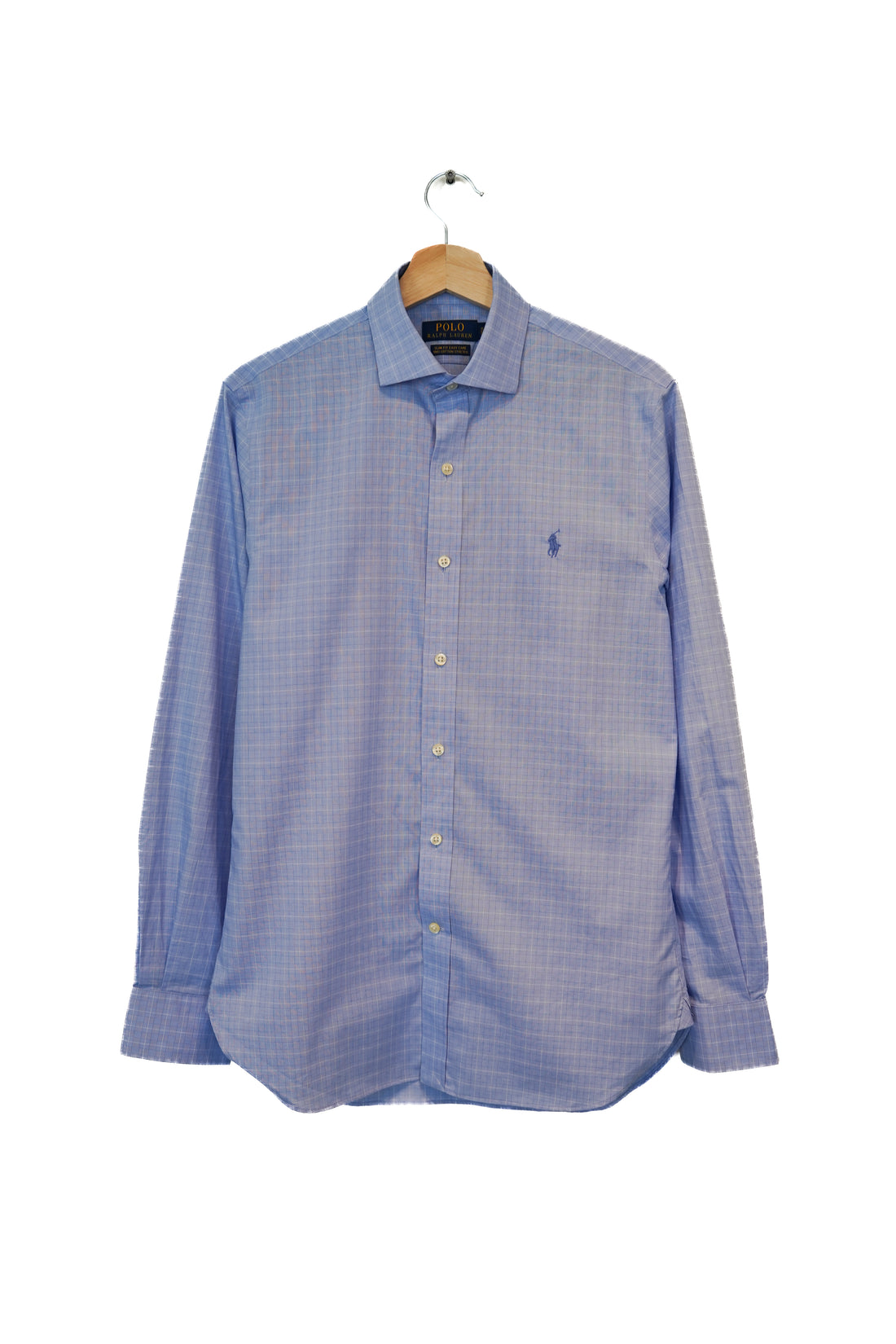 Ralph Lauren Lightblue Checkered Slim Fit Easy Care Cotton Stretch Shirt