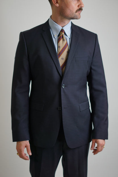 Sand Copenhagen Navy Virgin Wool Checkered Suit