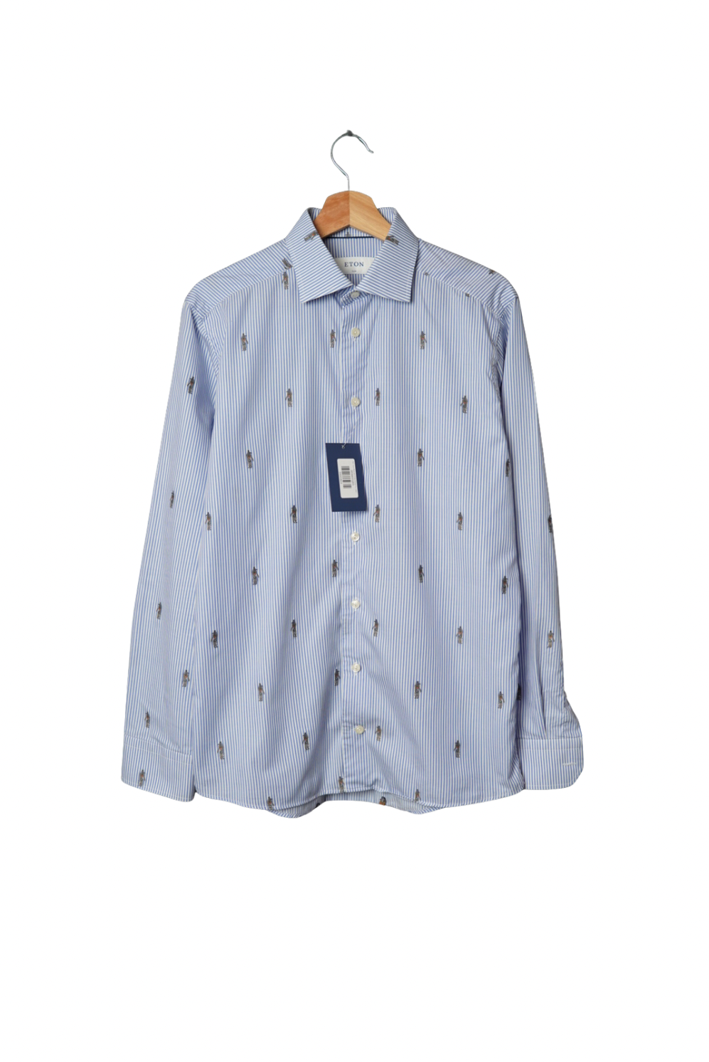 Eton Light Blue and White Striped Ivy League Slim Cotton Shirt